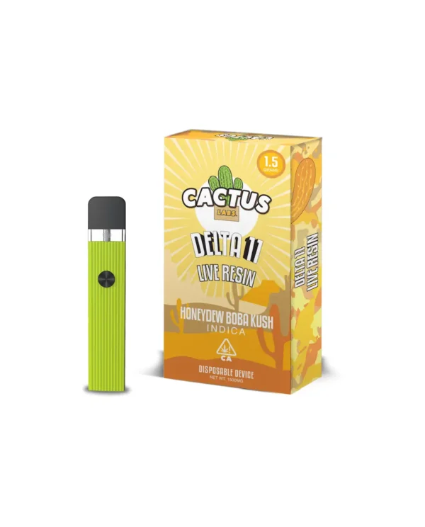 Cactus Delta 11 Live Resin HoneyDew Boba Kush Indica (1.5 Grams) Disposable Device