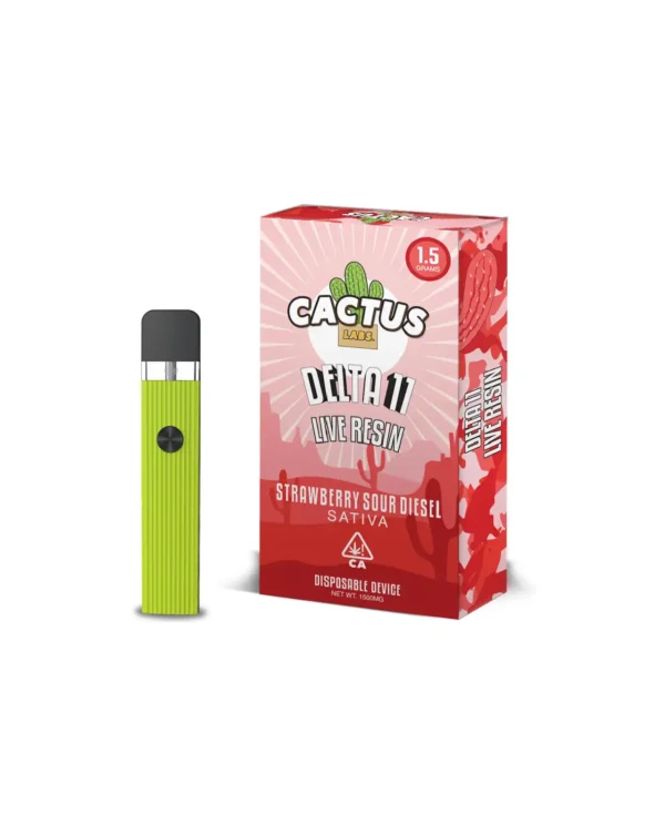 Cactus Delta 11 Live Resin StrawBerry Sour Diesel Sativa (1.5 Grams) Disposable Device