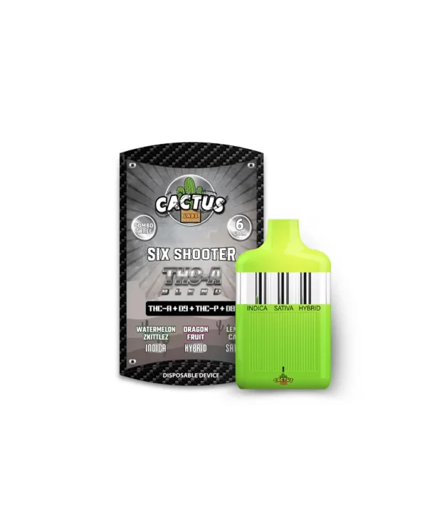 Six Shooter THC-A Blend WaterMelon Zkittlez + DragonFruit + Lemon Cake (6 Grams) Disposable Device