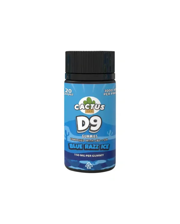 Cactus Delta-9 Gummies Blue Razz Ice 20 Count (1 Pack) 150MG Per Gummy