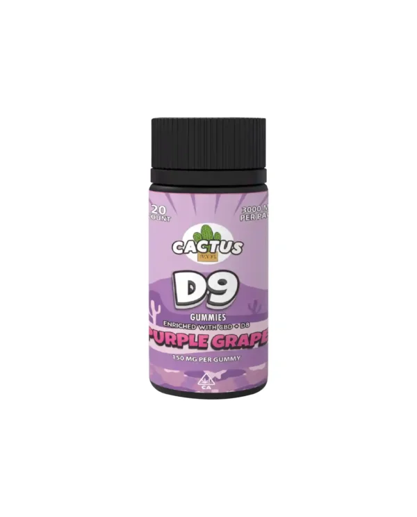 Cactus Delta-9 Gummies Purple Grape 20 Count (1 Pack) 150MG Per Gummy