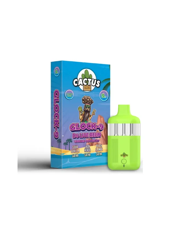 GLOCK-9 D-6 LIVE RESIN ENRICHED WITH DELTA 8 SOUR GROILLA + JACK HERER + PEACH FLAMBE (SATIVA + SATIVA + SATIVA) 9ML