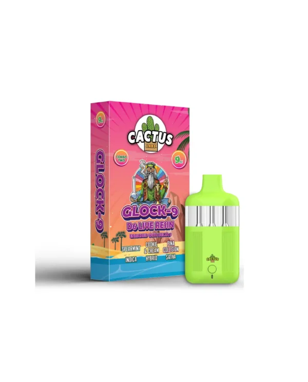 GLOCK-9 D-6 LIVE RESIN ENRICHED WITH DELTA 8 SPEARMINT + COOKIE & DREAM + PINA COLLISION (INDICA + HYBRID + SATIVA) 9ML