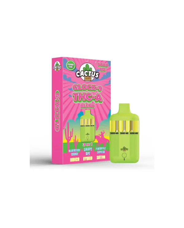 GLOCK-9 THC-A BLEND BLUEBERRY COOKIE + GRAPE APE + PINEAPPLE EXPRESS (INDICA + HYBRID + SATIVA) 9000 MG (3 in 1)