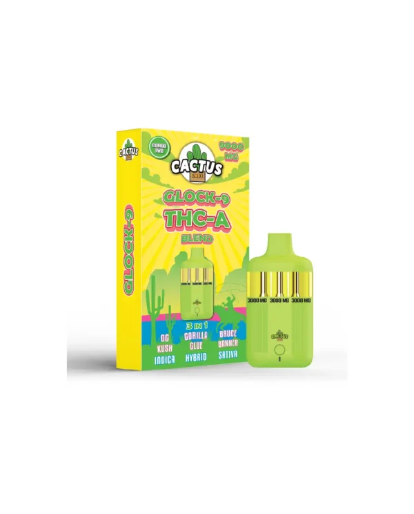 GLOCK-9 THC-A BLEND OG KUSH + GORILLA GLUE + BRUCE BANNER (INDICA + HYBRID + SATIVA) 9000 MG (3 in 1)