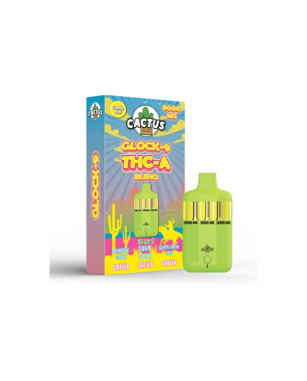 GLOCK-9 THC-A BLEND RAINBOW CANDY + SOUR DIESEL + SUPERLEMON HAZE (SATIVA + SATIVA + SATIVA) 9000 MG (3 in 1)