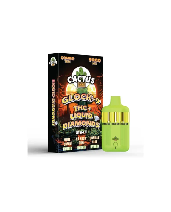 GLOCK-9 THC+ LIQUID DIAMONDS BLUE DREAM + LA KUSH CAKE + GORILLA GLUE (HYBRID + HYBRID + HYBRID) (COMBO ONE 9000 MG)