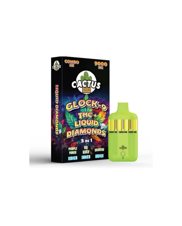 GLOCK-9 THC+ LIQUID DIAMONDS PURPLE PUNCH + OG KUSH + GUSHERS (INDICA + INDICA + INDICA) (COMBO ONE 9000 MG)