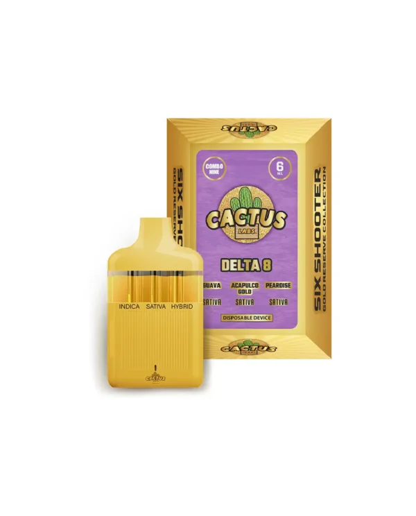 SIX SHOOTER DELTA 8 GUAVA + ACAPULCO + PEARDISE (SATIVA + SATIVA + SATIVA) GOLD RESERVE 6ML DISPOSABLE