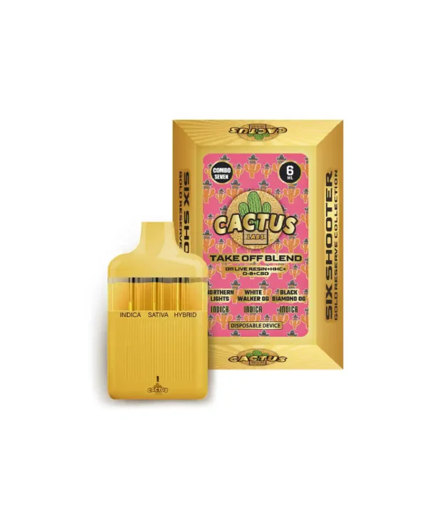 SIX SHOOTER TAKE OFF BLEND GOLD RESERVE NORTHERN LIGHTS + WHITE WALKER OG + BLACK DIAMOND OG (INDICA + INDICA + INDICA) 6ML DISPOSABLE