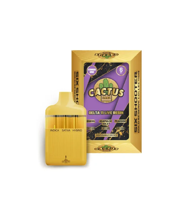 Six Shooter Delta 11 Live Resin Guava + Acapulco Gold + Peardise (Sativa + Sativa + Sativa) Gold Reserve 6ML Disposable