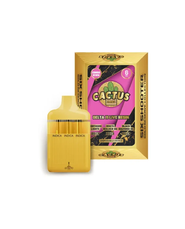 Six Shooter Delta 11 Live Resin Northern Lights + WhiteWalker OG + BlackDiamond OG (Indica + Indica + Indica) Gold Reserve 6ML Disposable
