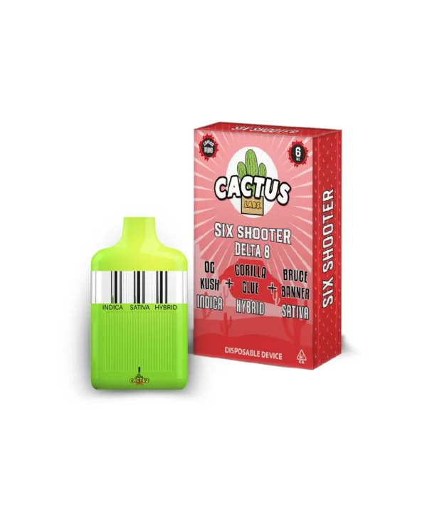 Six Shooter Delta 8 OG Kush + Gorilla Glue + Bruce Banner ( Indica Hybrid Sativa ) 6ml Disposable