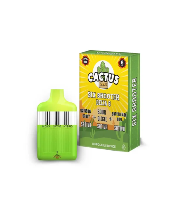 Six Shooter Delta 8 Rainbow Candy + Sour Diesel + Superlemon Haze ( Sativa Sativa Sativa ) 6ml Disposable