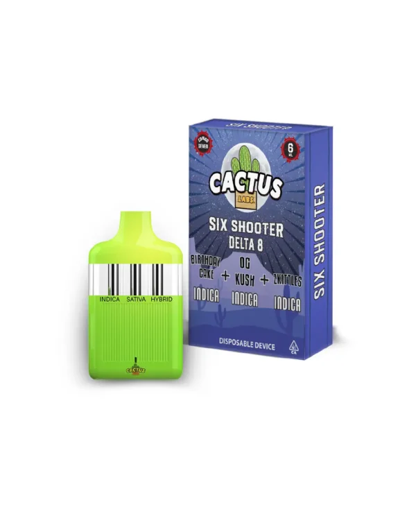 Six Shooter Delta 8 Zkittles + Birthday Cake + OG Kush ( Indica Indica Indica ) 6ml Disposable