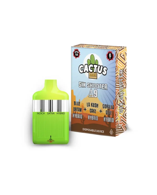 Six Shooter Delta 9 Blue Dream + LA Kush Cake + Gorilla Glue ( Hybrid + Hybrid + Hybrid ) 6ml Disposable
