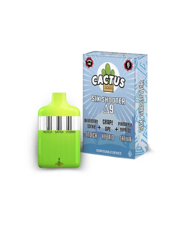 Six Shooter Delta 9 BlueBerry Cookie + Grape Ape + Pineapple Express (Indica + Hybrid + Sativa) 6ml Disposable