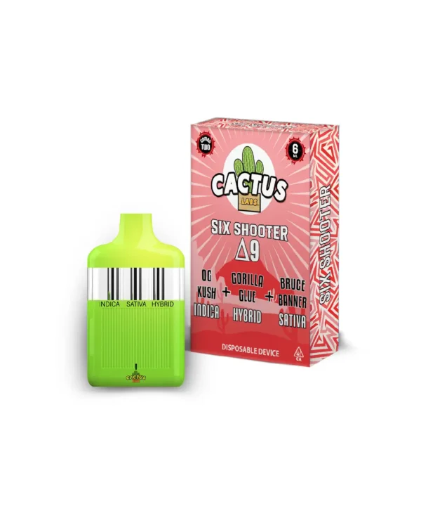 Six Shooter Delta 9 OG Kush + Gorilla Glue + Bruce Banner (Indica + Hybrid + Sativa) 6ml Disposable