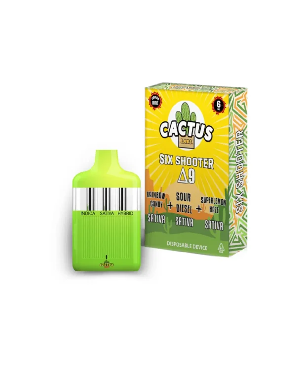 Six Shooter Delta 9 Rainbow Candy + Sour Diesel + Superlemon Haze ( Sativa + Sativa + Sativa ) 6ml Disposable