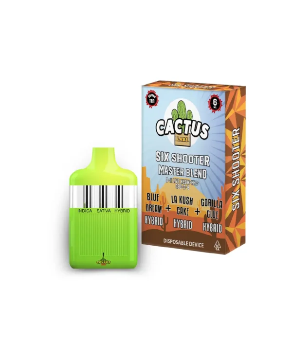 Six Shooter Master Blend Blue Dream + LA Kush Cake + Gorilla Glue ( Hybrid + Hybrid + Hybrid ) 6ml Disposable
