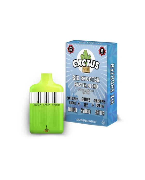 Six Shooter Master Blend BlueBerry Cookie + Grape APE + Pineapple Express ( Indica + Hybrid + Sativa) 6ml Disposable