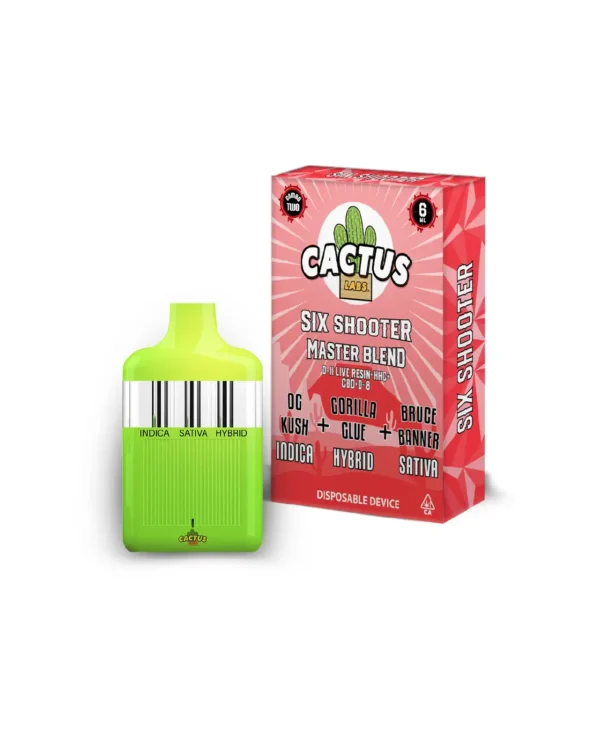 Six Shooter Master Blend OG Kush + Gorilla Glue + Bruce Banner ( Indica + Hybrid + Sativa ) 6ml Disposable